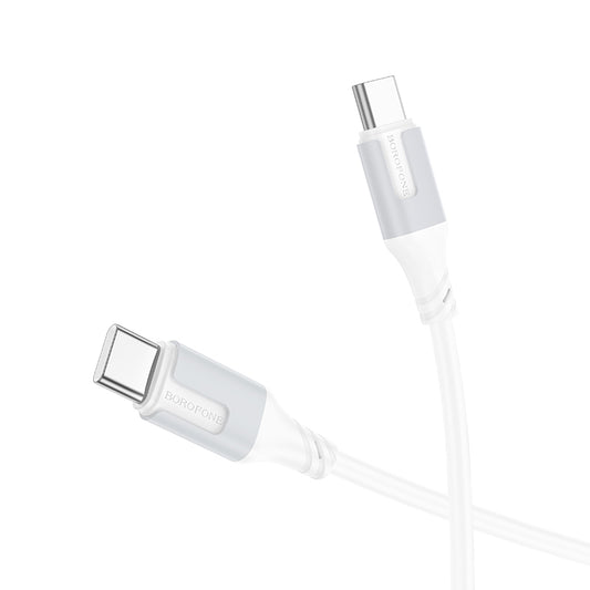 Data- og opladningskabel USB-C - USB-C Borofone BX101 Creator, 60W, 1m, Hvid