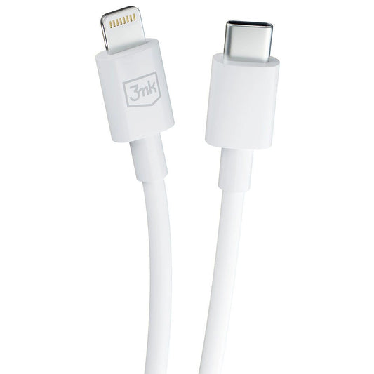 USB-C - Lightning Data- og Opladningskabel 3MK Hyper, 20W, 1,2m, Hvid