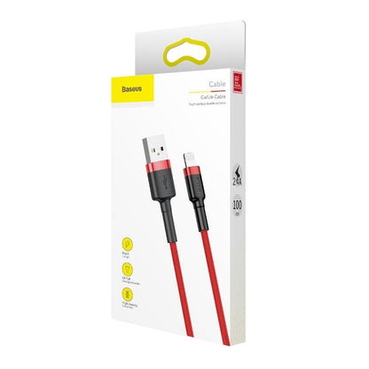 Data- og opladningskabel USB-A - Lightning Baseus Cafule, 18W, 1m, Rød CALKLF-B09