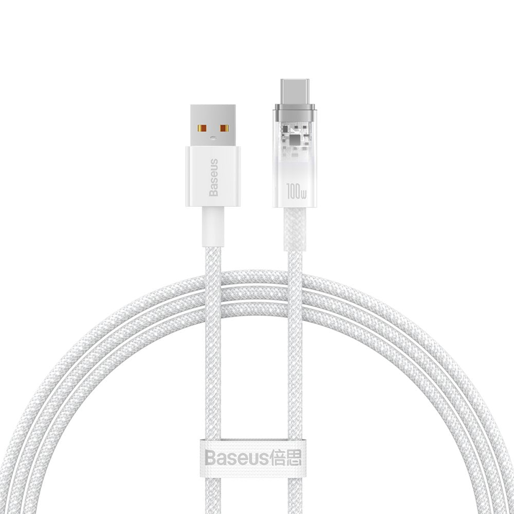 Data- og opladningskabel USB-A - USB-C Baseus Explorer, 100W, 1m, Hvid CATS010402