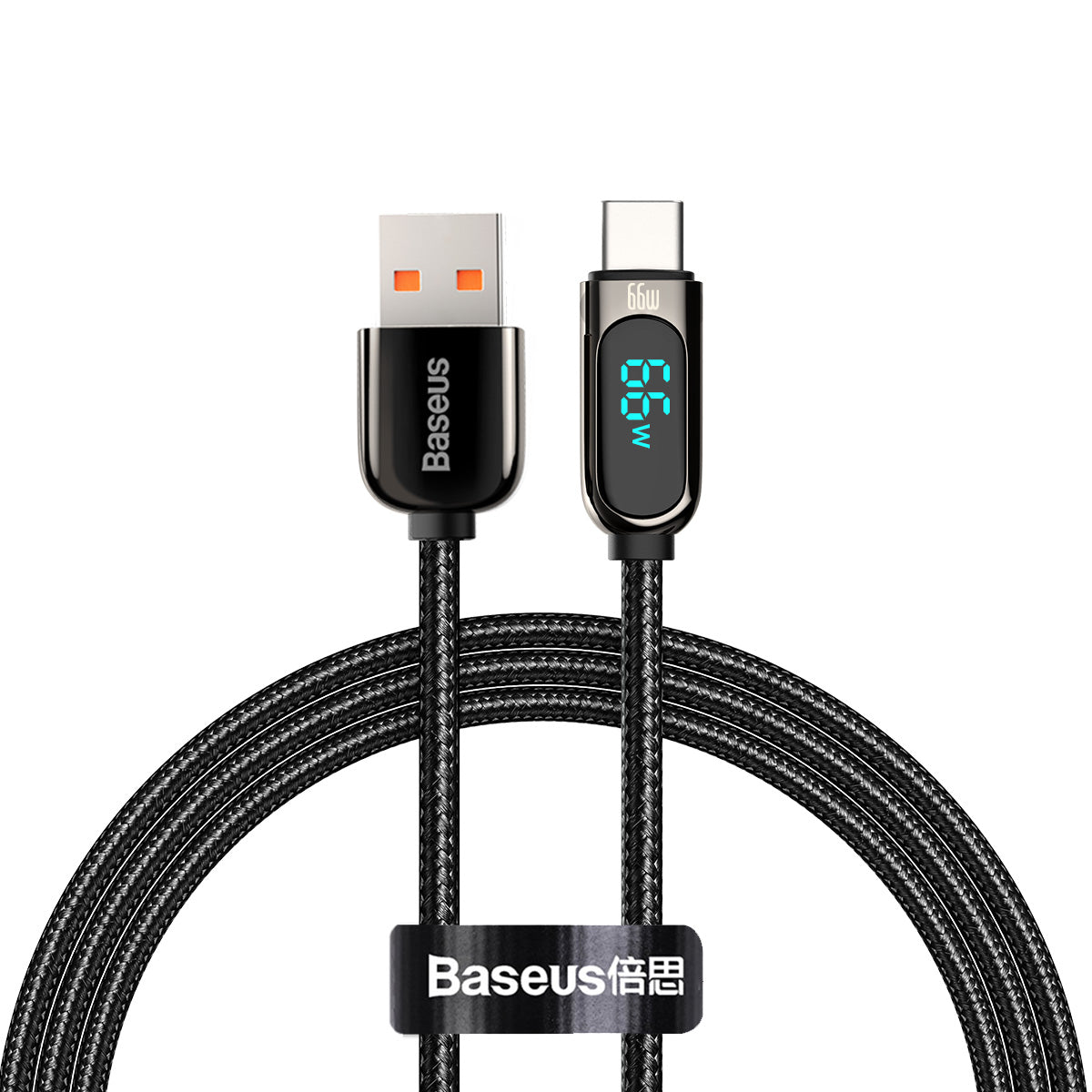 Data- og opladningskabel USB-A - USB-C Baseus Display, 66W, 2m, Sort CASX020101
