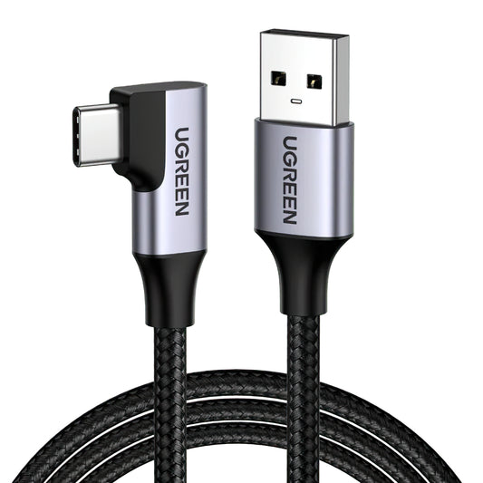 Data- og opladningskabel USB-A - USB-C UGREEN US385 Vinklet, 60W, 1m, grå 