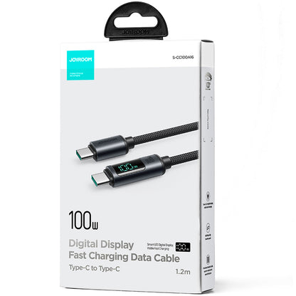 USB-C data- og opladningskabel - USB-C Joyroom S-A16 Prism Display, 100W, 1.2m, Sort