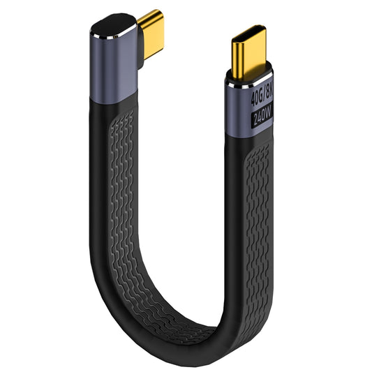 USB-C Data- og Opladningskabel - USB-C OEM Angled 8K Video Version 3, 240W, 0.15m, Sort