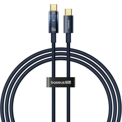 Data- og opladningskabel USB-C - USB-C Baseus Explorer, 100W, 1m, Marineblå P10319704321-00