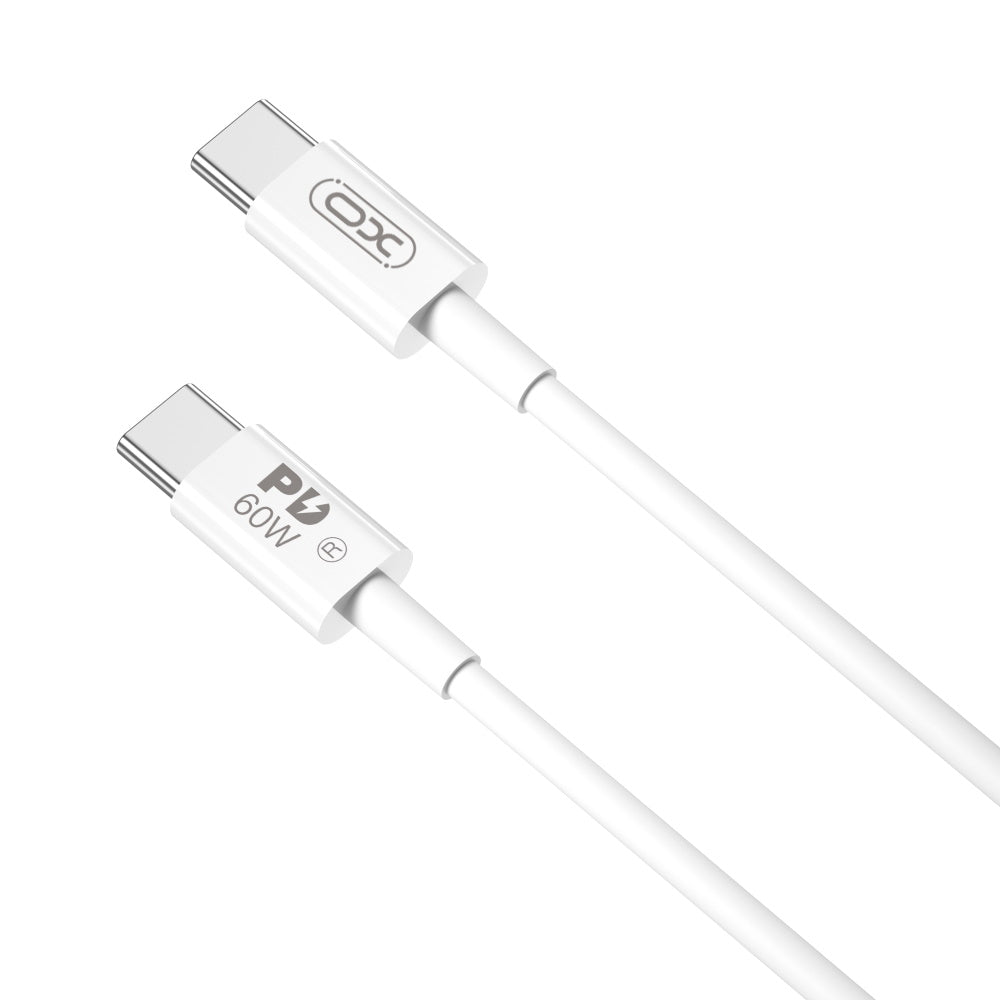 Data- og opladningskabel USB-C - USB-C XO Design NB-Q190A, 60W, 1m, Hvid