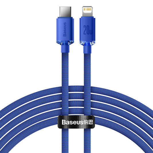 Data- og opladningskabel USB-C - Lightning Baseus Crystal Shine Series, 20W, 1.2m, Blå CAJY000203