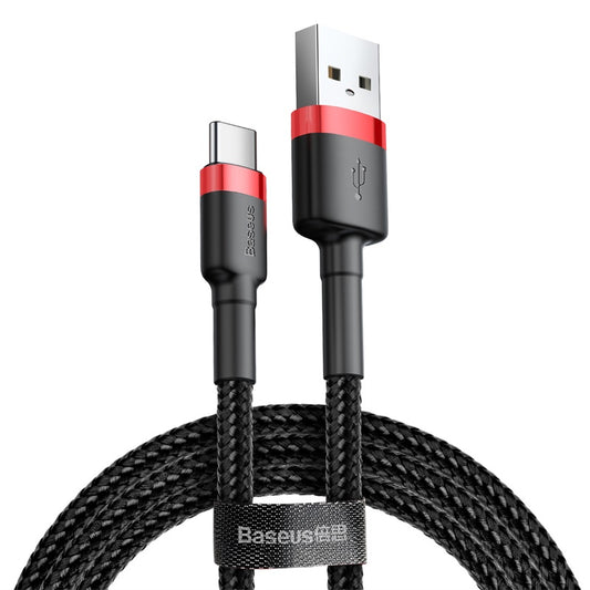 Data- og opladningskabel USB-A - USB-C Baseus Cafule, 18W, 3m, Rød CATKLF-U91