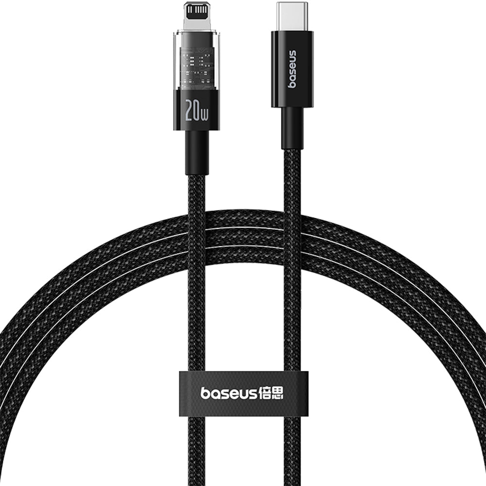 Data- og opladningskabel USB-C - Lightning Baseus Gem, 20W, 1m, Sort P10373001111-00