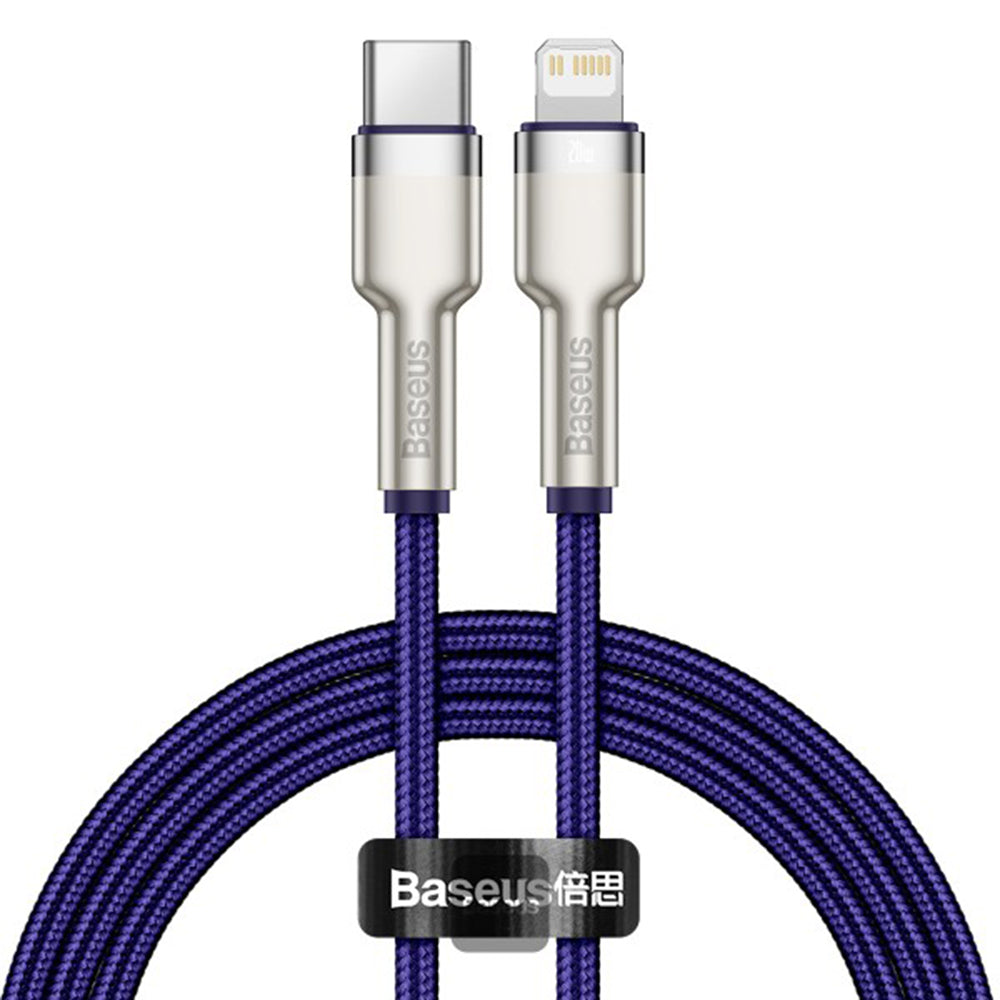 Data- og opladningskabel USB-C - Lightning Baseus Cafule Metal Series, 20W, 1m, Lilla CATLJK-A05