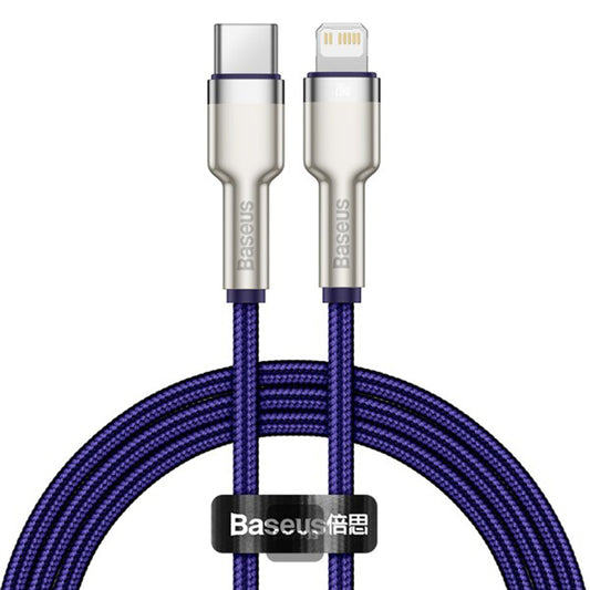 Data- og opladningskabel USB-C - Lightning Baseus Cafule Metal Series, 20W, 1m, Lilla CATLJK-A05