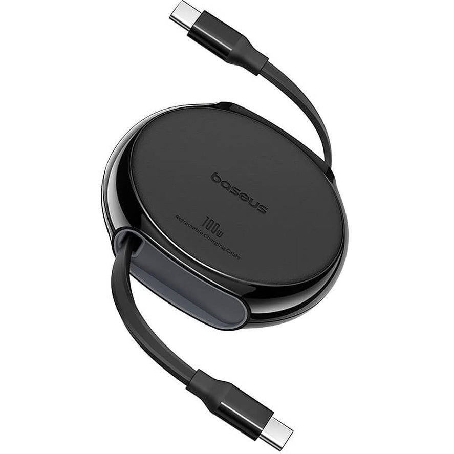 USB-C - USB-C Baseus Pathfinder Retractable data- og opladningskabel, 100W, 1m, Sort P10368400111-00