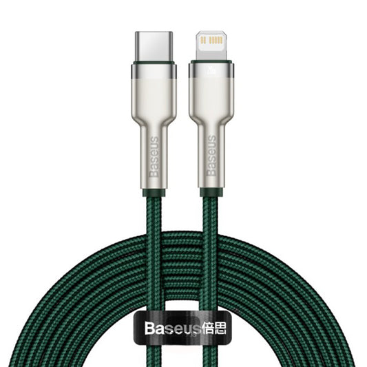 USB-C - Lightning Baseus Cafule Metal Series data- og opladningskabel, 20W, 2m, Grøn CATLJK-B06