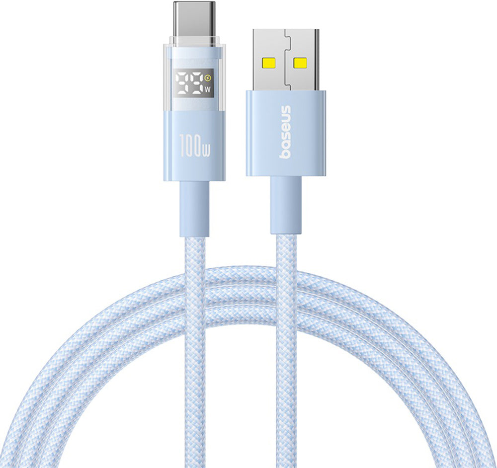 Data- og opladningskabel USB-A - USB-C Baseus Display 2, 100W, 2m, Blå P10382701311-01