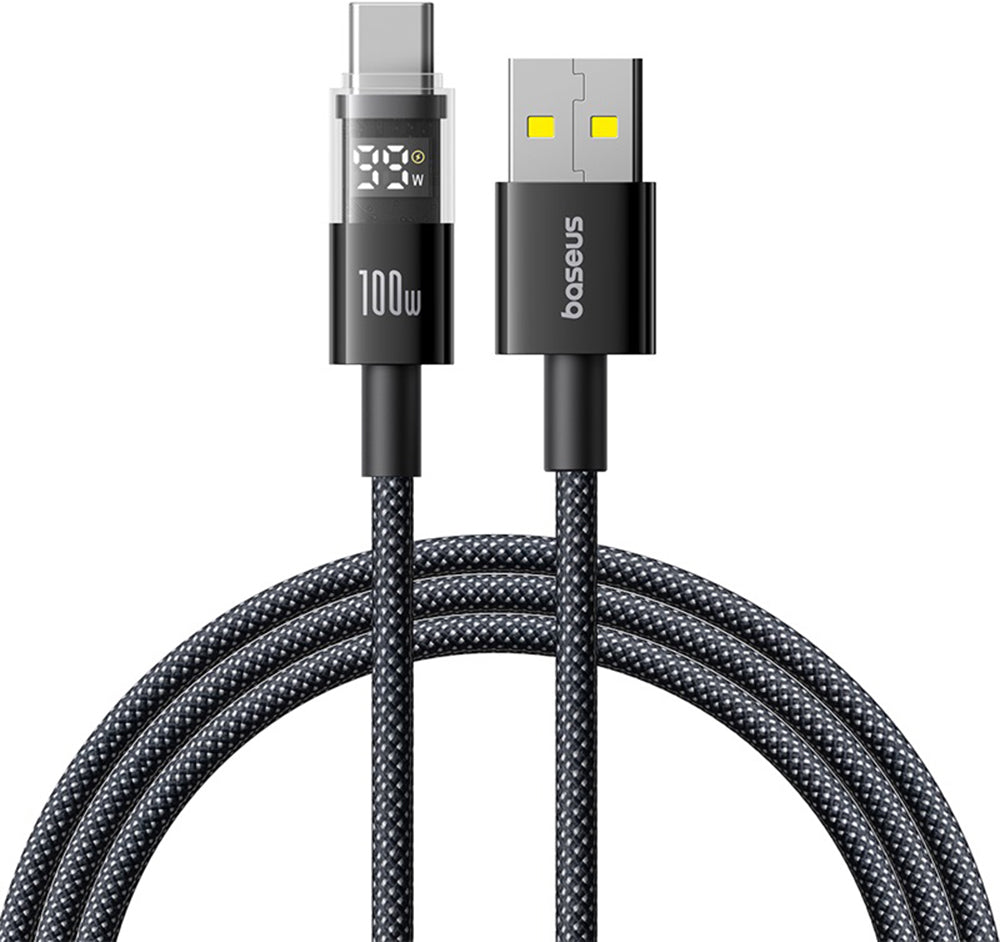 Data- og opladningskabel USB-A - USB-C Baseus Display 2, 100W, 1m, Sort P10382701121-00