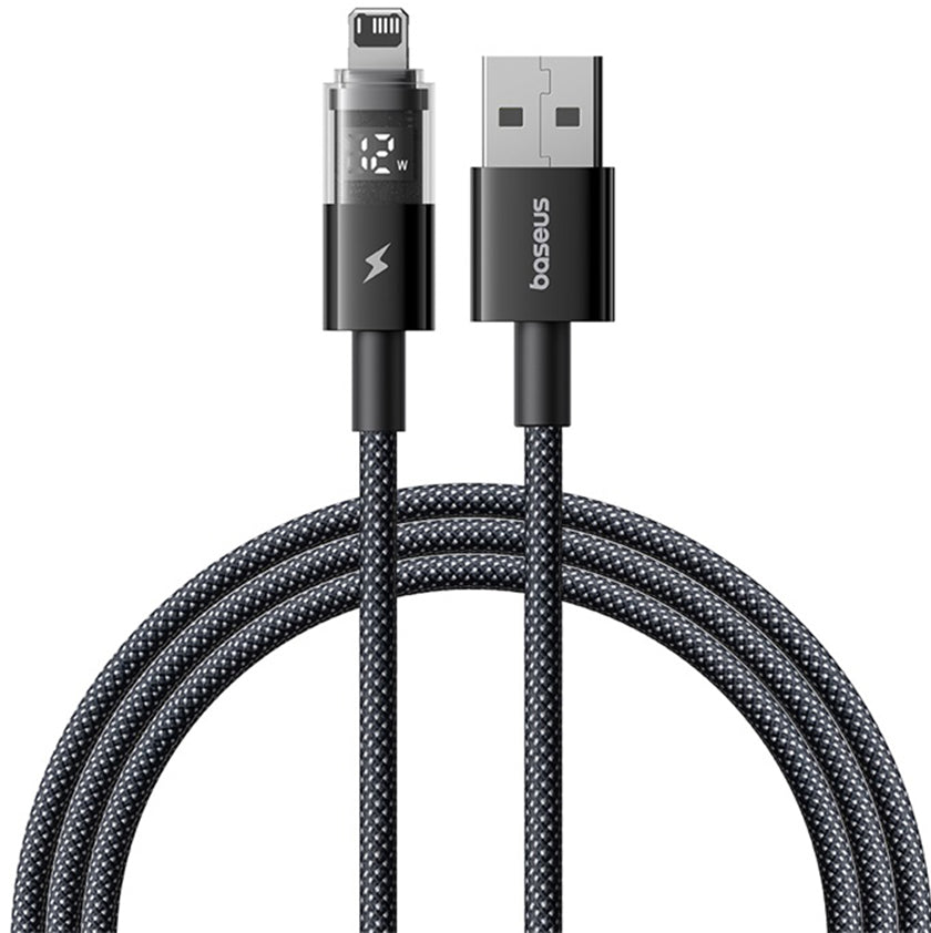 Data- og opladningskabel USB-A - Lightning Baseus Display 2, 18W, 2m, Sort P10382700121-01