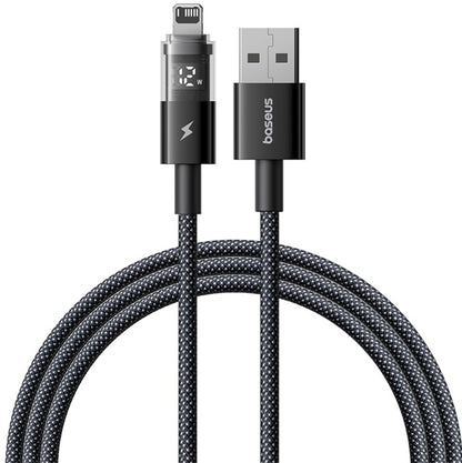 Data- og opladningskabel USB-A - Lightning Baseus Display 2, 18W, 2m, Sort P10382700121-01