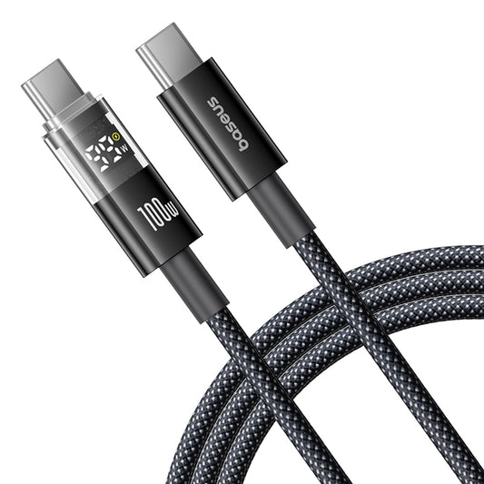 USB-C - USB-C Baseus Display 2 data- og opladningskabel, 100W, 1m, Sort P10382702121-00
