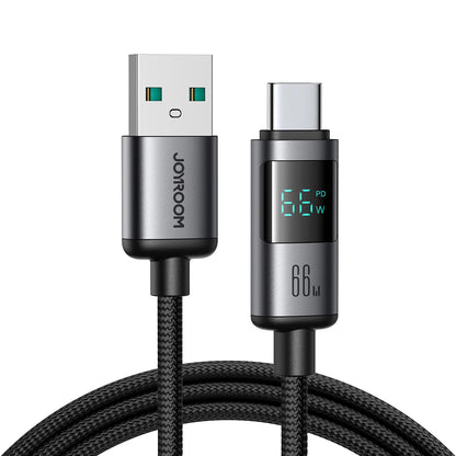 Data- og opladningskabel USB-A - USB-C Joyroom S-A16 Pro Prism Display, 66W, 1,2m, Sort