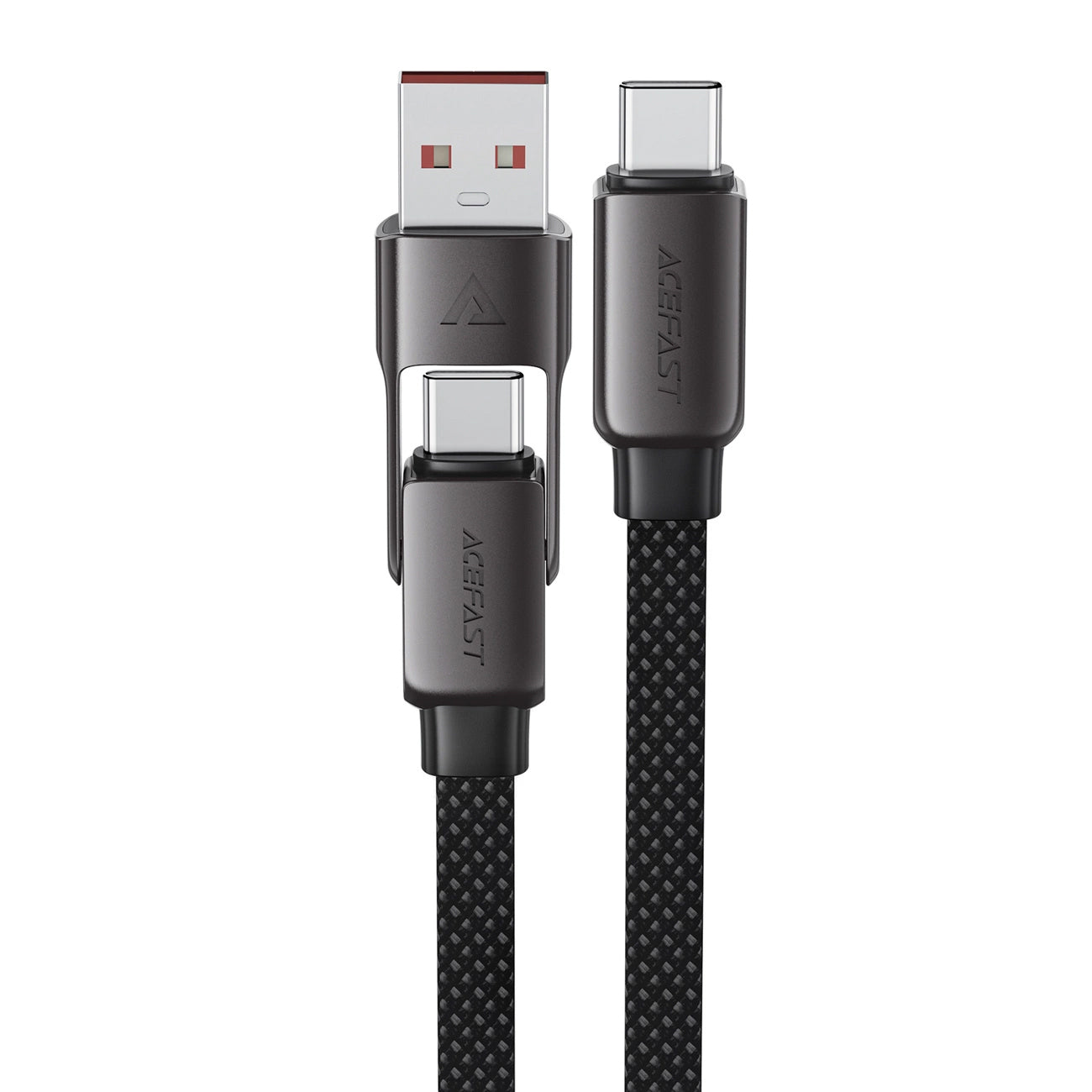Data- og opladningskabel USB-C - USB-A / USB-C Acefast C13-05, 60W, 0,2m, Sort