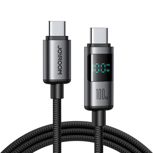 USB-C Data- og Opladningskabel - USB-C Joyroom S-A16 Pro Prism Display, 100W, 1,2m, Sort
