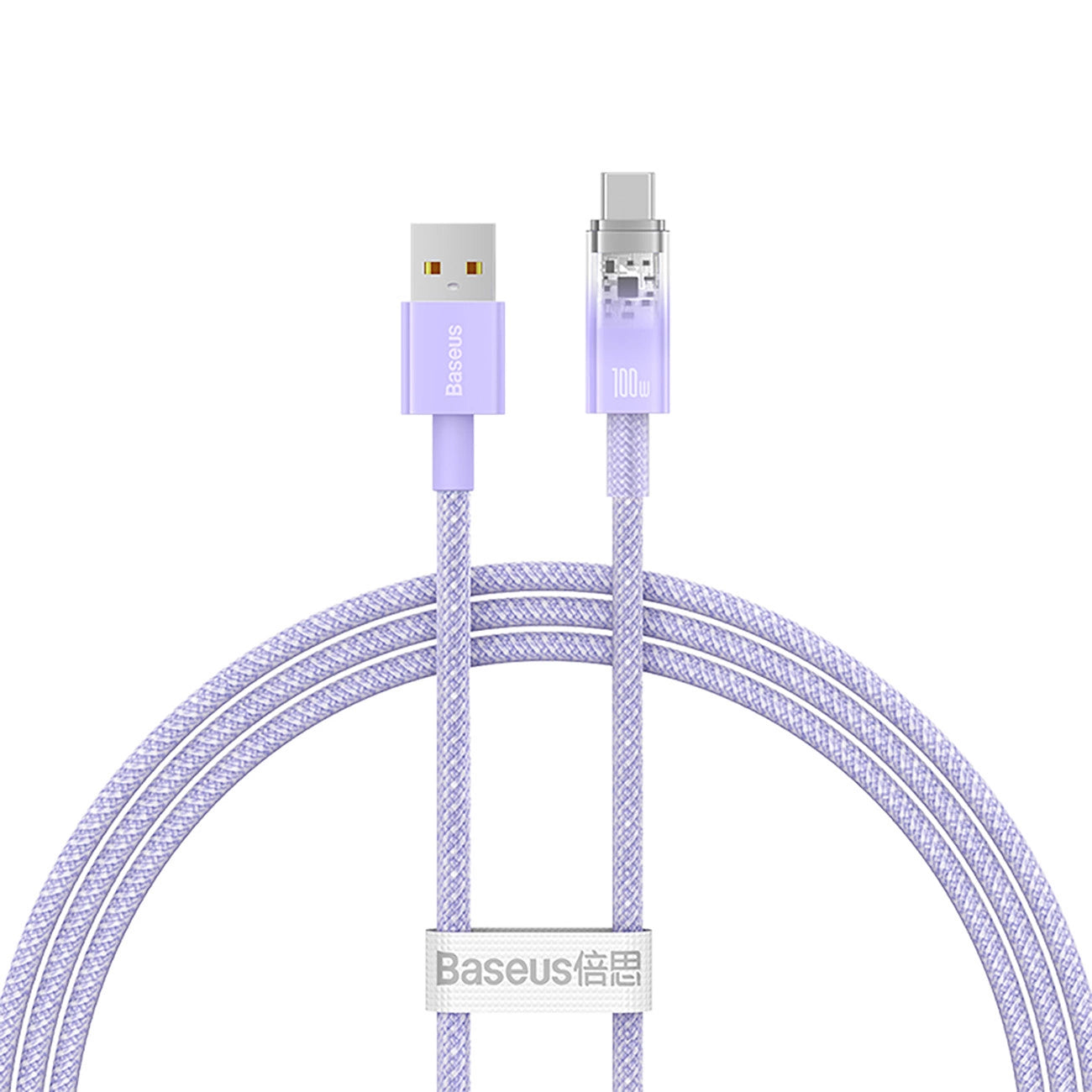 Data- og opladningskabel USB-A - USB-C Baseus Explorer, 100W, 1m, Lilla CATS010405