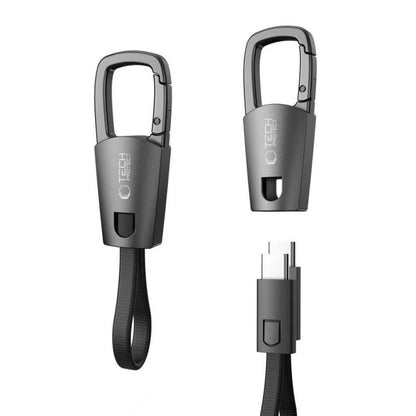 USB-C Data- og Opladningskabel - USB-C Tech-Protect Ultraboost DNA Nøglering, 60W, 0,17m, Grå
