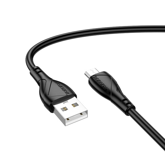 Data- og opladningskabel USB-A - microUSB Borofone BX121 Energy, 18W, 1m, Sort