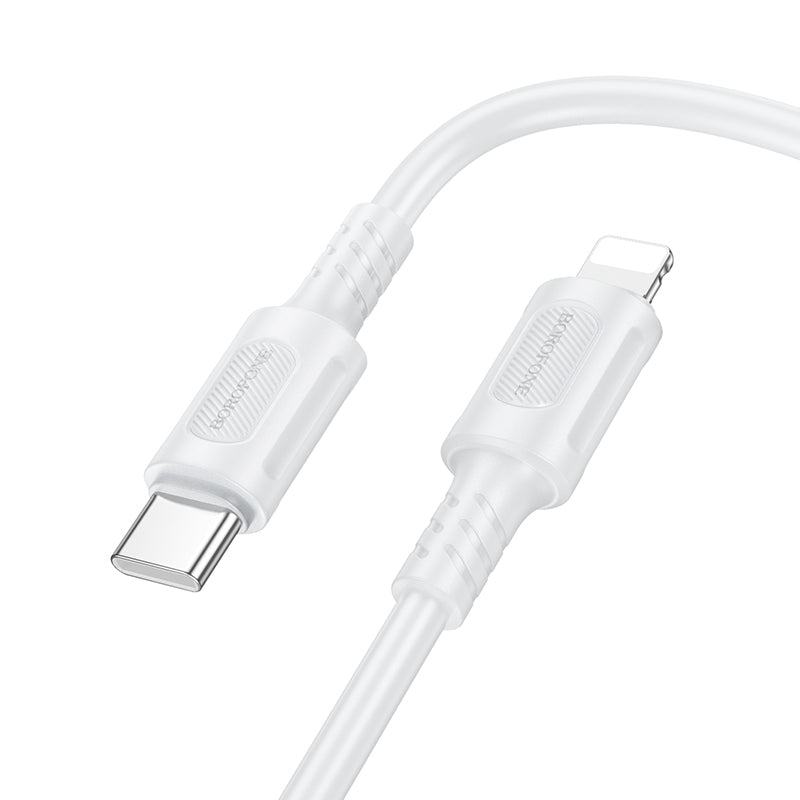 Data- og opladningskabel USB-C - Lightning Borofone BX111 Feliz, 27W, 1m, Hvid