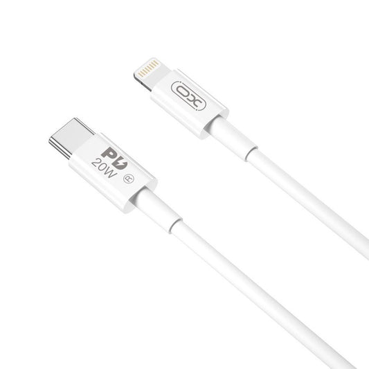 Data- og opladningskabel USB-C - Lightning XO Design NB-Q189A, 20W, 1m, Hvid