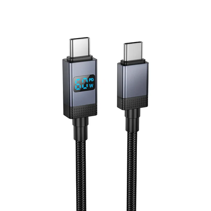 USB-C Data- og Opladningskabel - USB-C HOCO X118 Display, 60W, 1m, Sort