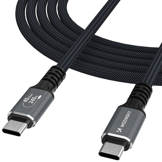 USB-C Data- og Opladningskabel - USB-C WZK WPS-UY42S, 240W, 2m, Sort