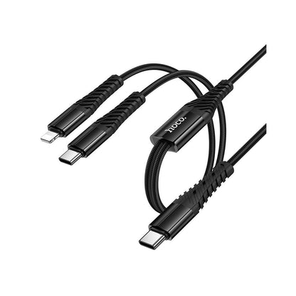 USB-C - Lightning / USB-C Opladerkabel HOCO X123, 10W, 1m, Sort