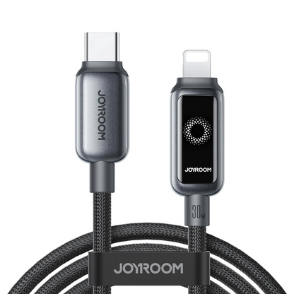 Data- og opladningskabel USB-C - Lightning Joyroom S-A55 StarFlight Display, 30W, 1,2m, Sort