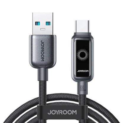 Data- og opladningskabel USB-A - USB-C Joyroom S-A55 StarFlight Display, 66W, 1.2m, Sort