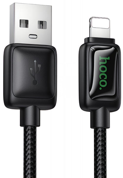 Data- og opladningskabel USB-A - Lightning HOCO U146, 12W, 1,2m, Sort