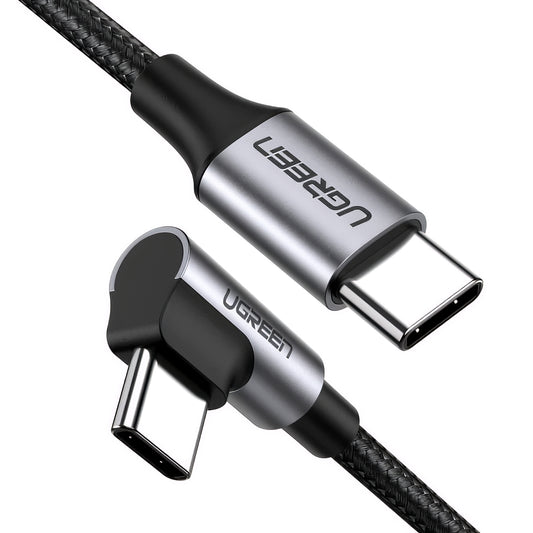 USB-C Data- og Opladningskabel - USB-C UGREEN US255 Angled, 60W, 3m, Grå