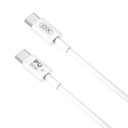 Data- og opladningskabel USB-C - USB-C XO Design NB-Q190B, 60W, 2m, Hvid