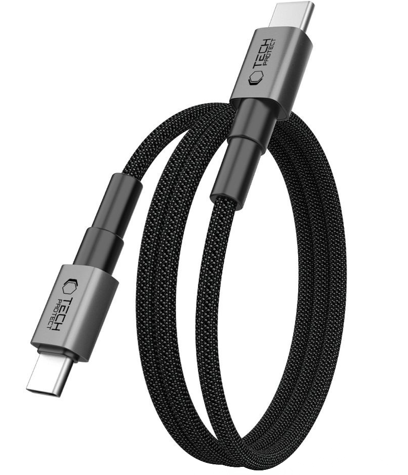 USB-C data- og opladningskabel - USB-C Tech-Protect Ultraboost DNA MagTwist, 100W, 1m, Grå