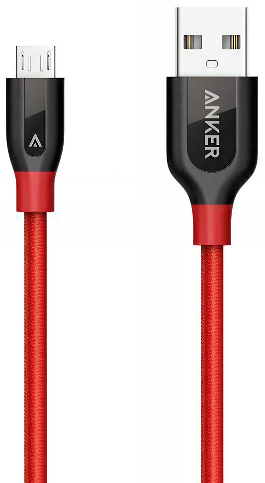 Data- og opladningskabel USB-A - microUSB Anker PowerLine+, 18W, 0.91m, Rød A8142G91