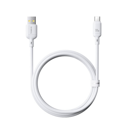 Data- og opladningskabel USB-A - USB-C Baseus Silky, 100W, 1m, Hvid P10377703213-00