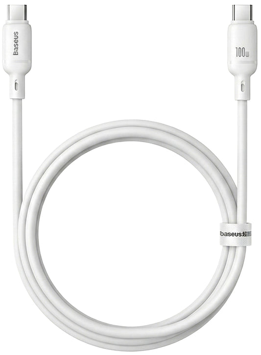 USB-C - USB-C Baseus Silky data- og opladningskabel, 100W, 1m, Hvid P10377704213-00