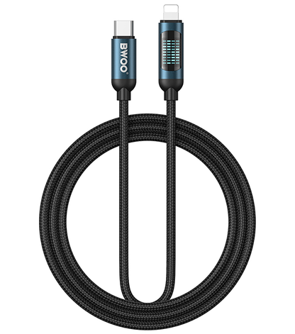 USB-C til Lightning data- og opladningskabel BWOO X305 Display, 27W, 1m, sort