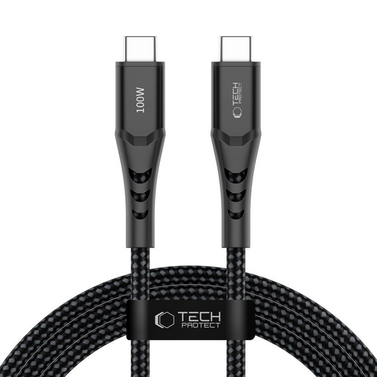 USB-C Data- og Opladningskabel - USB-C Tech-Protect UB11T Ultraboost, 100W, 2m, Sort
