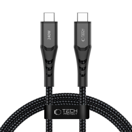USB-C Data- og Opladningskabel - USB-C Tech-Protect UB11T Ultraboost, 240W, 1m, Sort