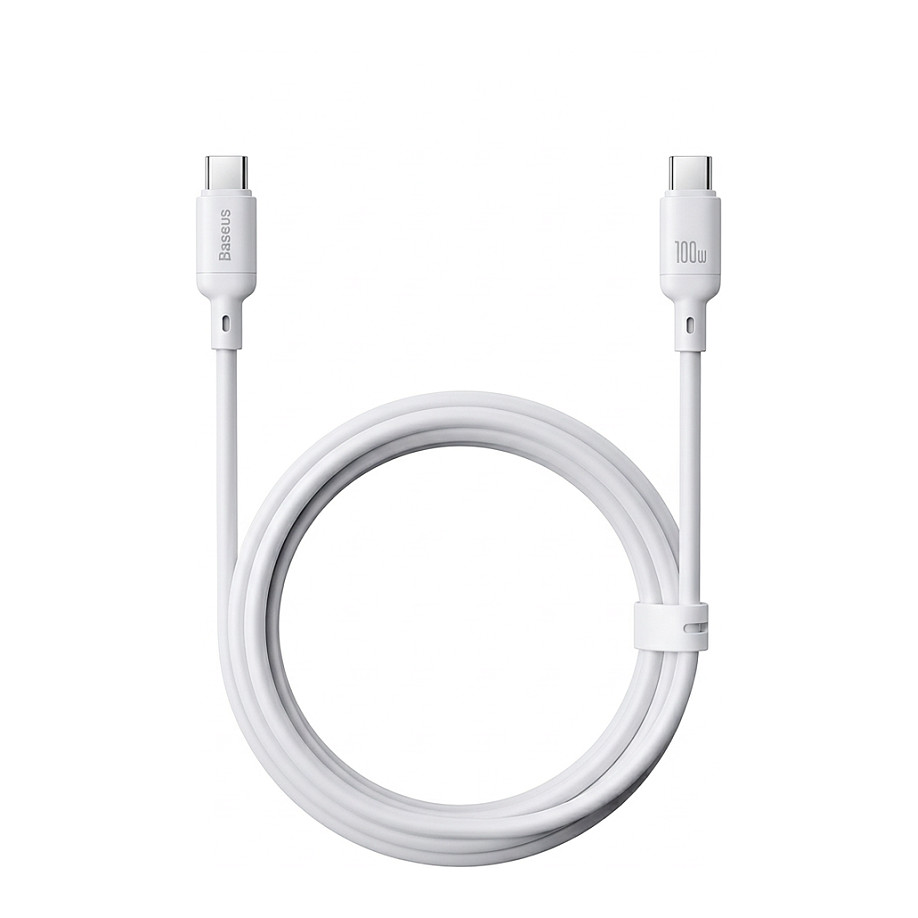 USB-C til USB-C data- og opladningskabel Baseus Silky, 100W, 2m, Hvid