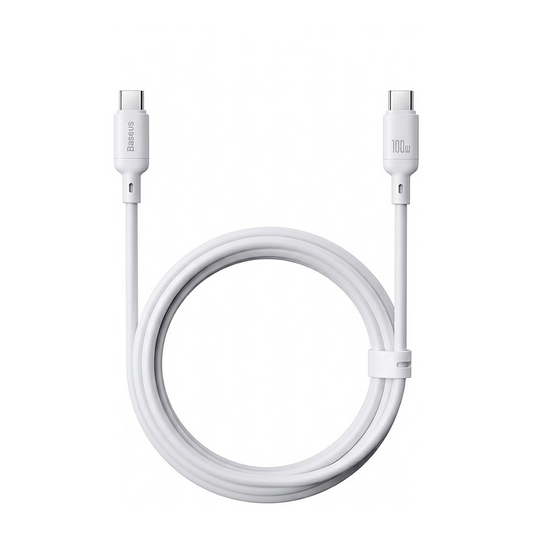 USB-C til USB-C data- og opladningskabel Baseus Silky, 100W, 2m, Hvid