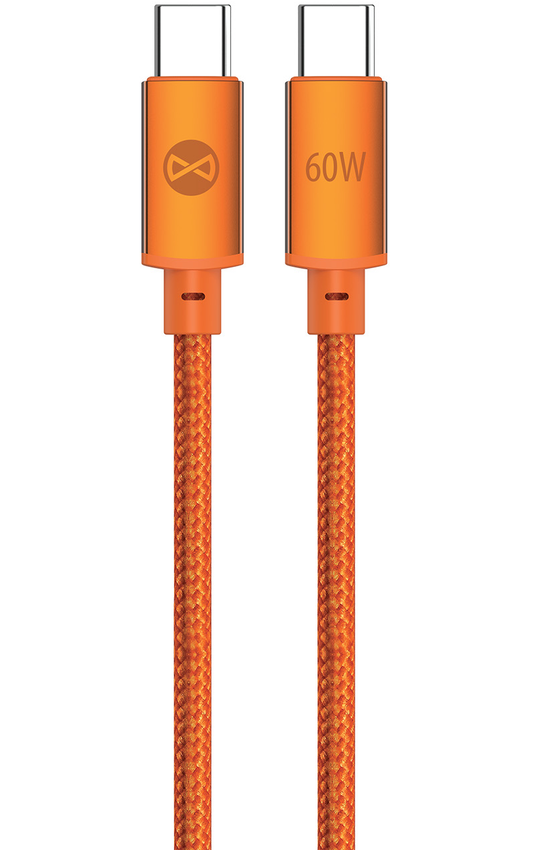 USB-C Data- og Opladningskabel - USB-C Forever Saffron, 60W, 1m, Orange