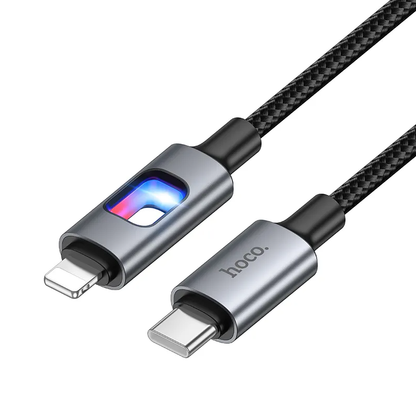 USB-C til Lightning Data- og Opladningskabel HOCO U144 Led, 27W, 1,2m, Sort