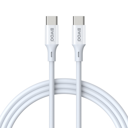 USB-C Data- og Opladningskabel - USB-C BWOO BO-X283CC-2M, 60W, 2m, Hvid